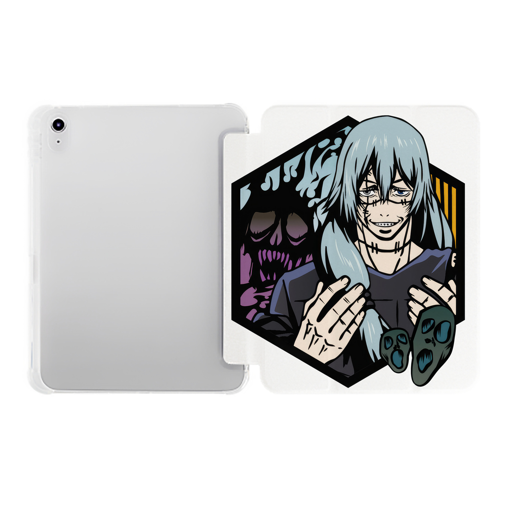 （画像用） 呪術廻戦 Jujutsu Kaisen IPad ケース ペン収納付き 三つ折りスタンド PUレザー×シリコン 対応機種9.5/10.5/10.9インチ